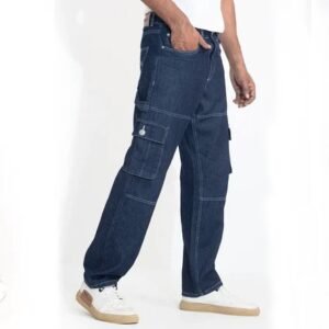 Six Pocket Denim Cargo- Dark Blue