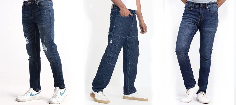 Six Pocket Denim Cargo- Dark Blue